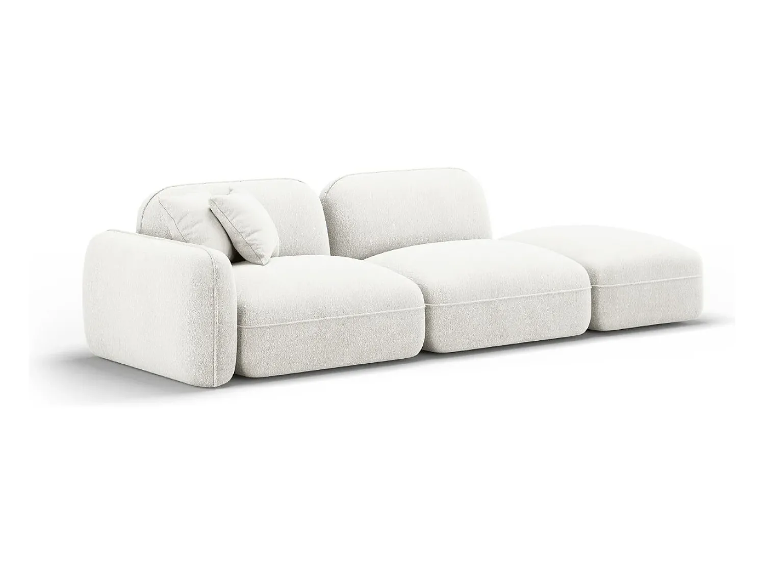 Sofá*CXL by Christian Lacroix - Sofá modular direito "Lucien" 3 lugares em veludo - 295x90x70cm Marfim