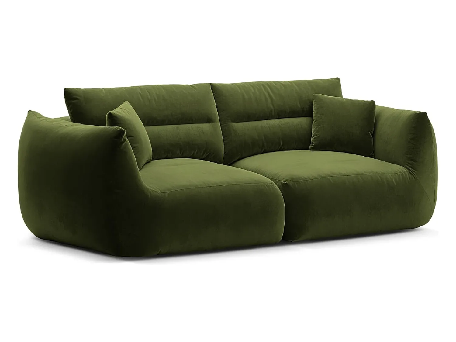 CXL by Christian Lacroix - Sofá modular "Maurie" 3 lugares em veludo exército - 224x107x90cm^ Sofá