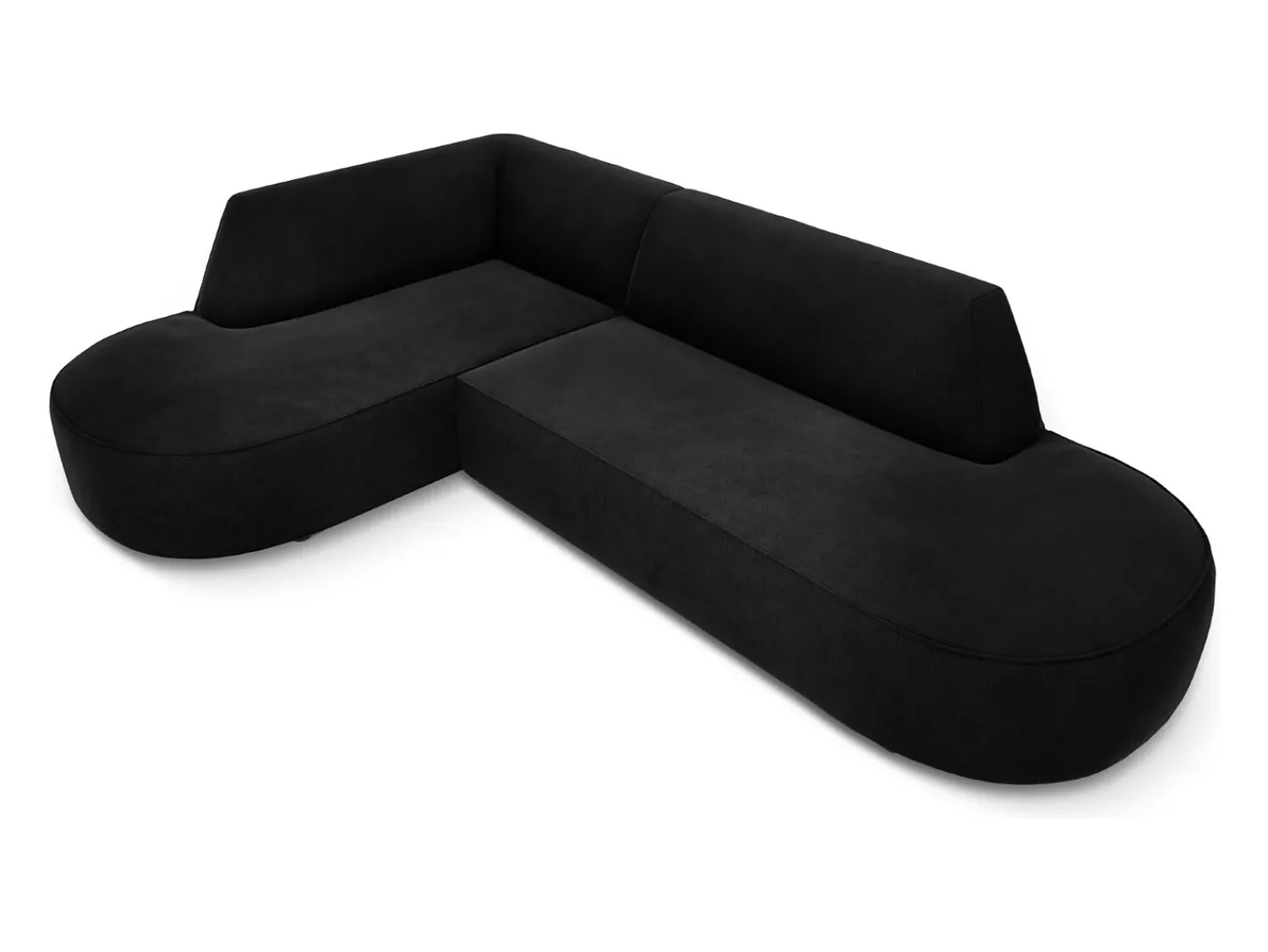 Sofá*CXL by Christian Lacroix - Sofá de canto esquerdo "Charles" 4 lugares em veludo - 273x180x69cm Preto