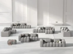 CXL by Christian Lacroix - Sofá modular de canto esquerdo "Lorella" 3 lugares em tecido estrutural escuro - 205x145x70cm^ Sofá