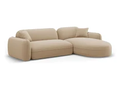 Sofá*CXL by Christian Lacroix - Sofá modular de canto direito "Lucien" 4 lugares em veludo areia - 275x165x70cm Camel