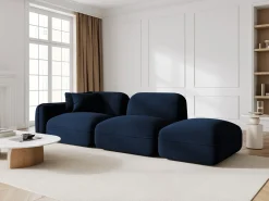Sofá*CXL by Christian Lacroix - Sofá modular direito "Lucien" 3 lugares em veludo azul real - 295x90x70cm Azul escuro