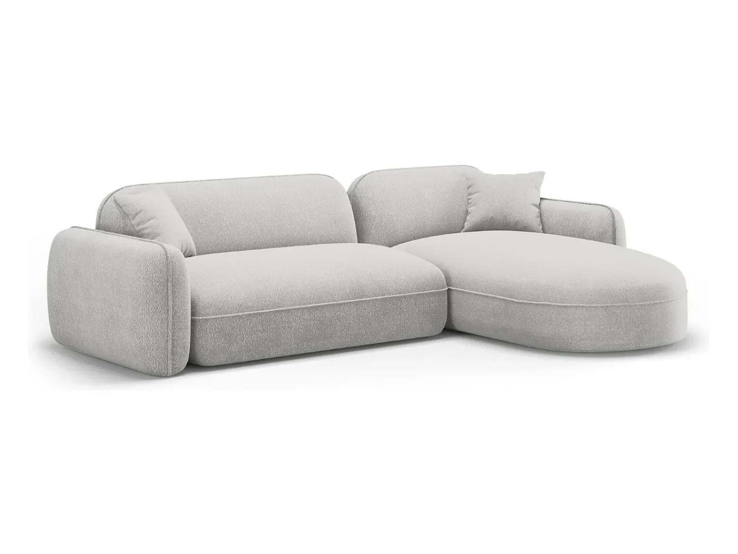 Sofá*CXL by Christian Lacroix - Sofá modular de canto direito "Lucien" 4 lugares em veludo cinza claro - 275x165x70cm Cinzento claro