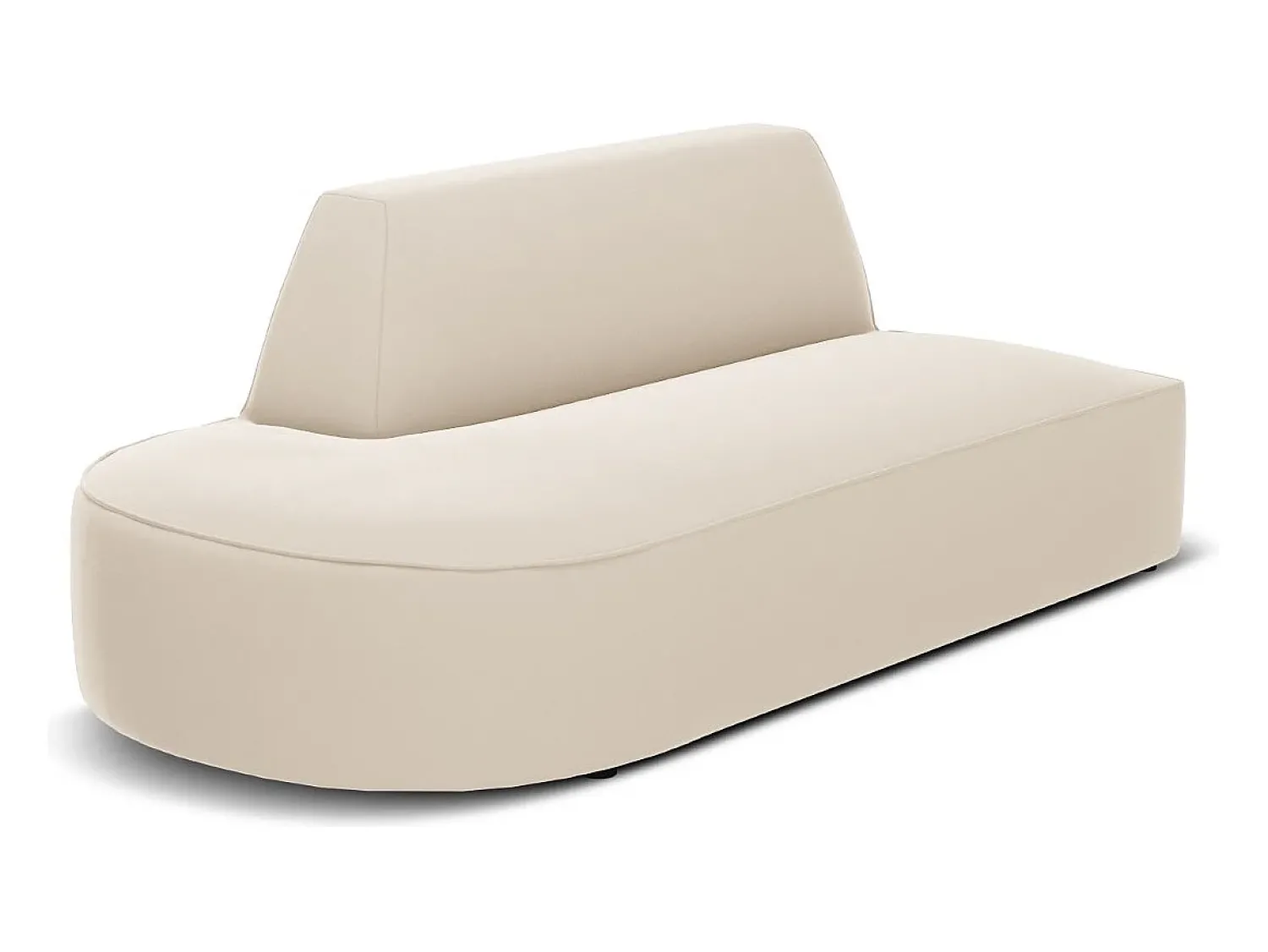 Sofá|CXL by Christian Lacroix - Sofá modular virado para a esquerda "Charles" 2 lugares em veludo - 181x93x69cm Bege