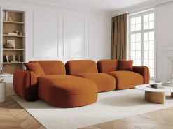 Sofá*CXL by Christian Lacroix - Sofá modular de canto esquerdo "Lucien" 4 lugares em veludo - 320x165x70cm Terracota
