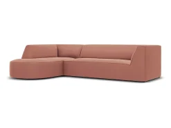 Sale CXL by Christian Lacroix - Sofá de canto esquerdo "Charles" 4 lugares em veludo - 273x180x69cm Rosa