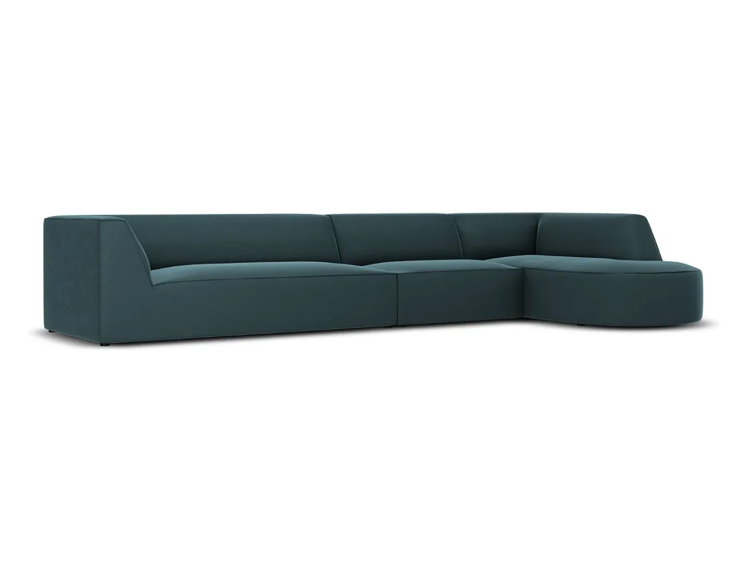 Discount CXL by Christian Lacroix - Sofá de canto direito "Charles" 5 lugares em veludo - 366x180x69cm Azul