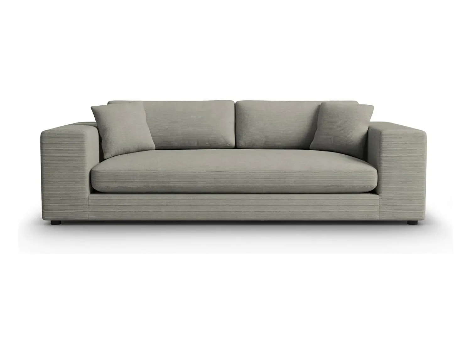 Clearance CXL by Christian Lacroix - Sofá "Tendance" 4 lugares em veludo cotelê cinza claro - 262x122x72cm Cinzento claro