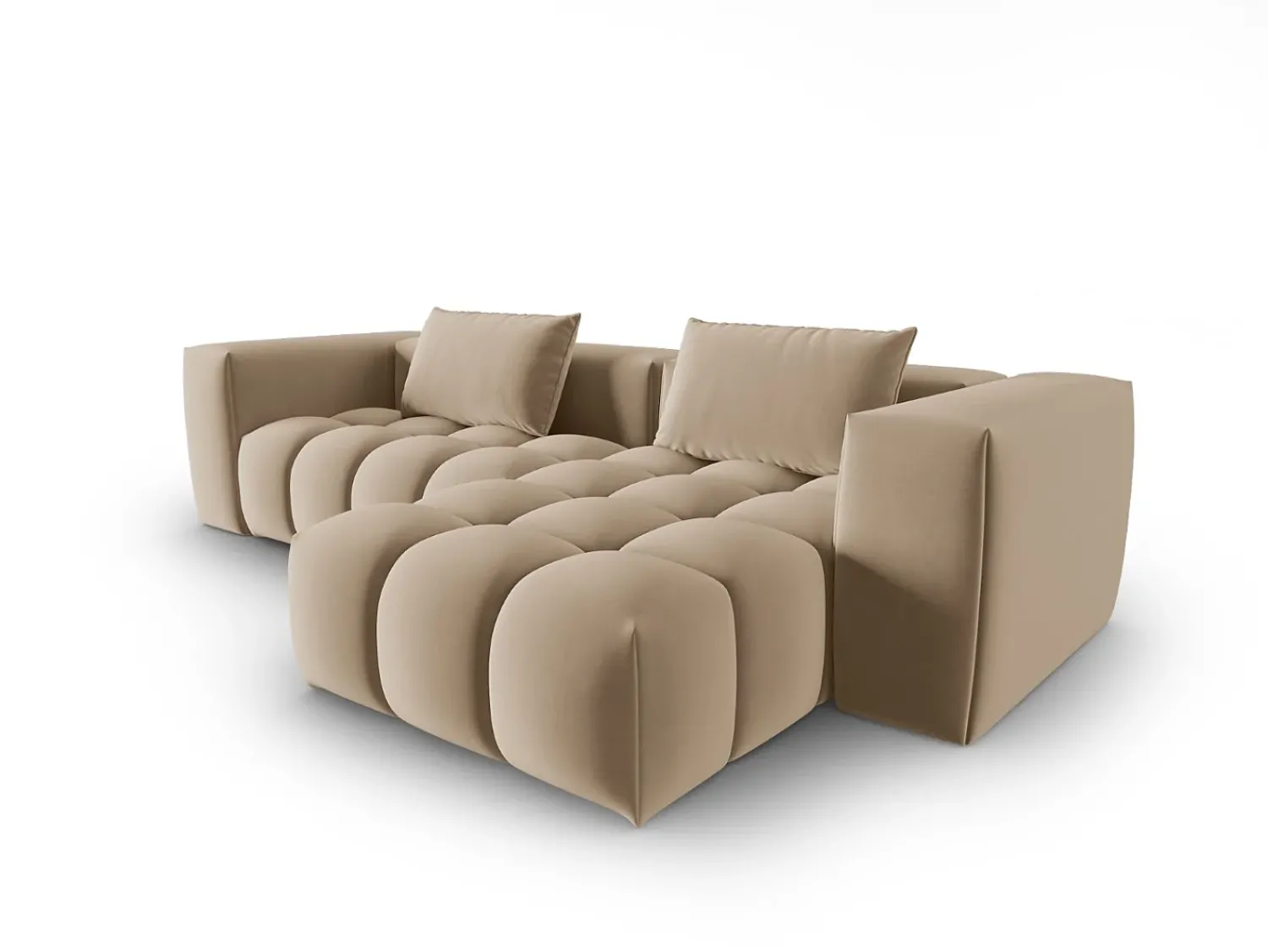 CXL by Christian Lacroix - Sofá modular de canto direito "Lorella" 3 lugares em veludo areia - 260x145x70cm^ Sofá
