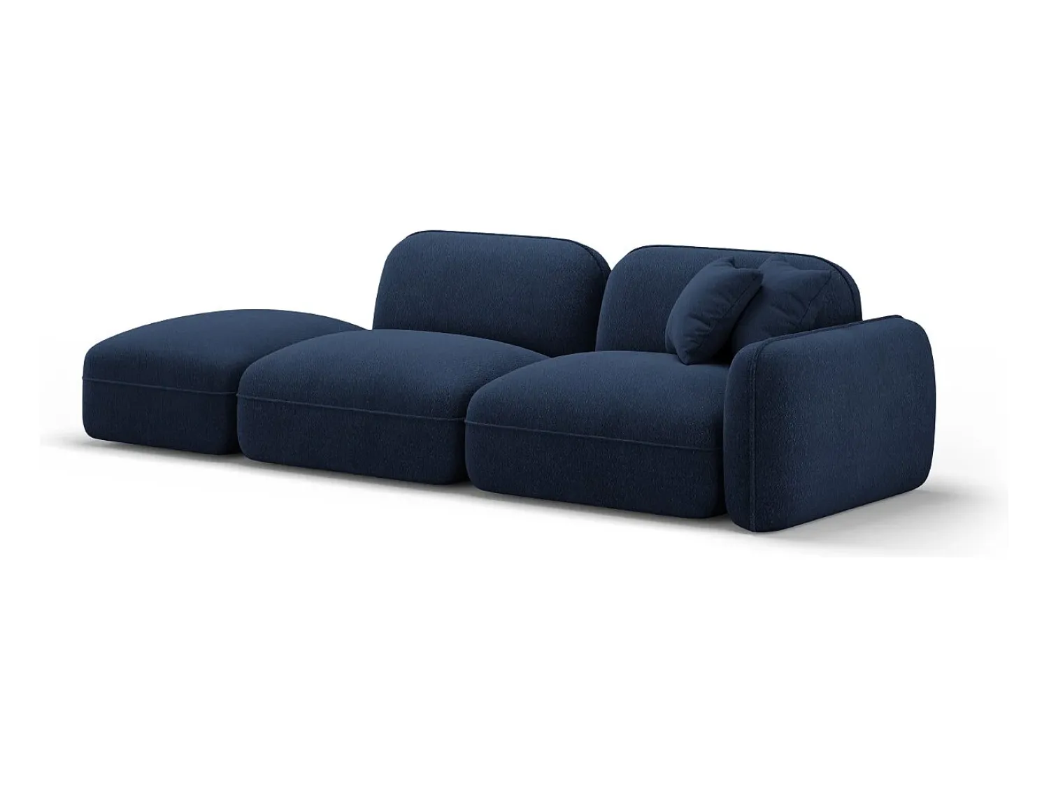 Sofá|CXL by Christian Lacroix - Sofá modular virado para a esquerda "Lucien" 3 lugares em veludo - 295x90x70cm Azul escuro