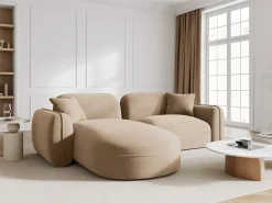 CXL by Christian Lacroix - Sofá modular de canto esquerdo "Lucien" 3 lugares em veludo areia - 230x165x70cm^ Sofá