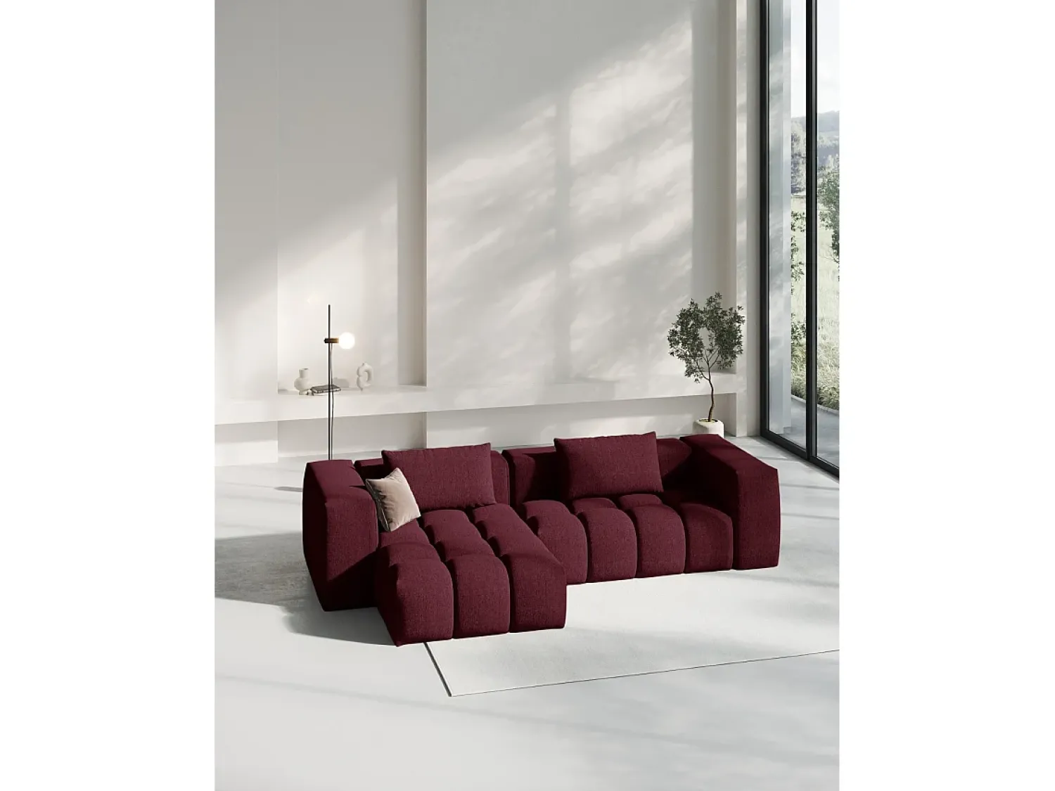 CXL by Christian Lacroix - Sofá modular de canto esquerdo "Lorella" 3 lugares em tecido estrutural - 260x145x70cm^ Sofá
