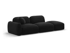 Sofá|CXL by Christian Lacroix - Sofá modular direito "Lucien" 3 lugares em veludo - 295x90x70cm Preto