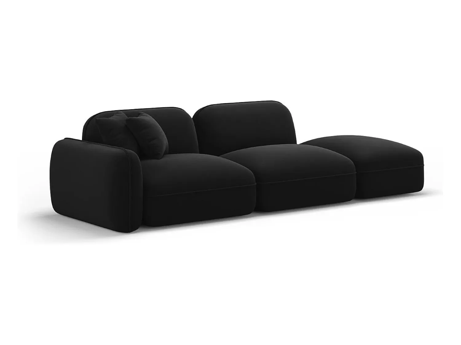 Sofá|CXL by Christian Lacroix - Sofá modular direito "Lucien" 3 lugares em veludo - 295x90x70cm Preto