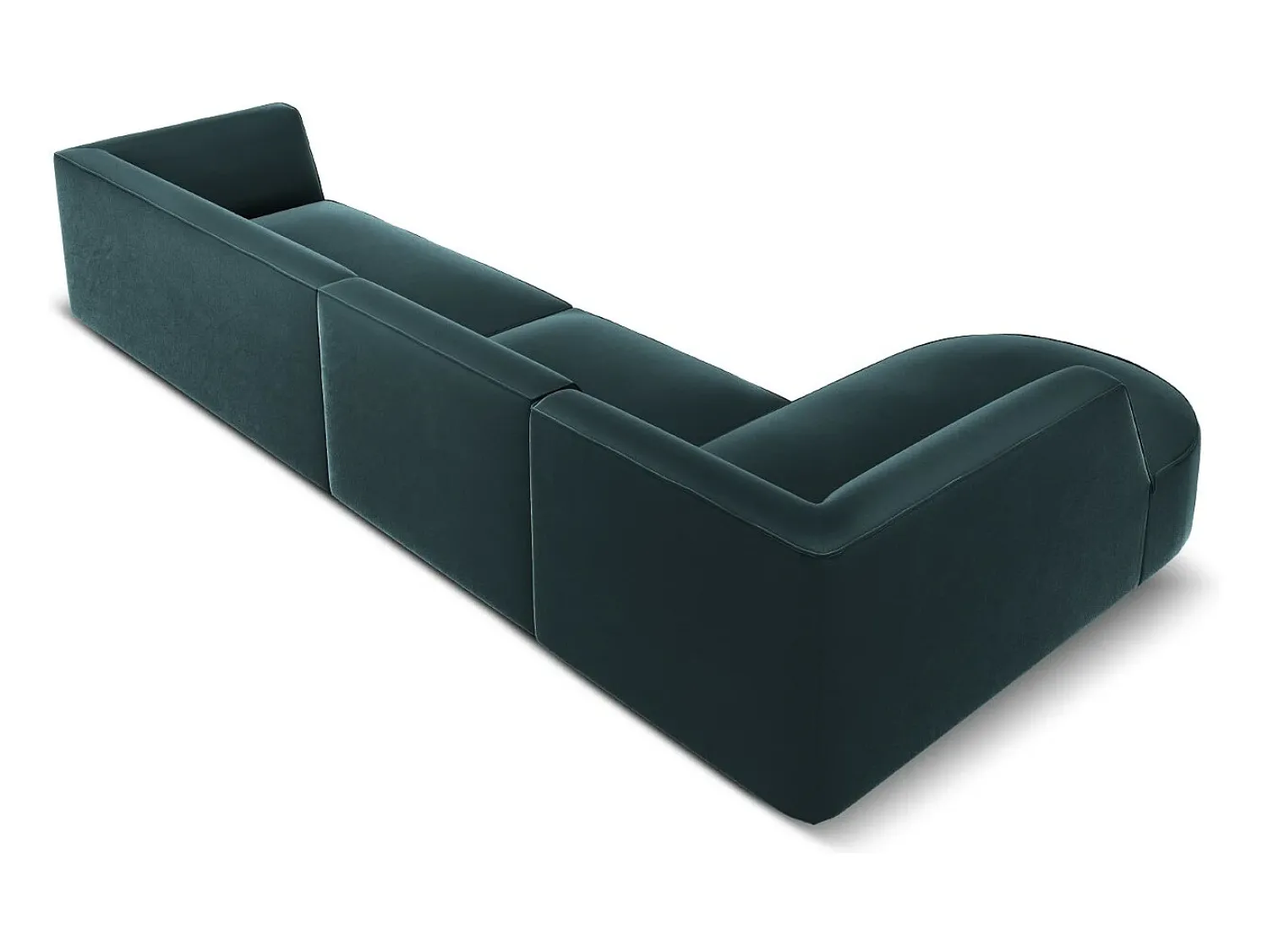 Discount CXL by Christian Lacroix - Sofá de canto esquerdo "Charles" 5 lugares em veludo - 366x180x69cm Azul