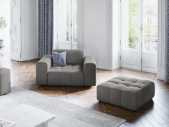 Poltrona|CXL by Christian Lacroix - Poltrona "Luc" em veludo cinza claro - 124x102x70cm Cinzento claro