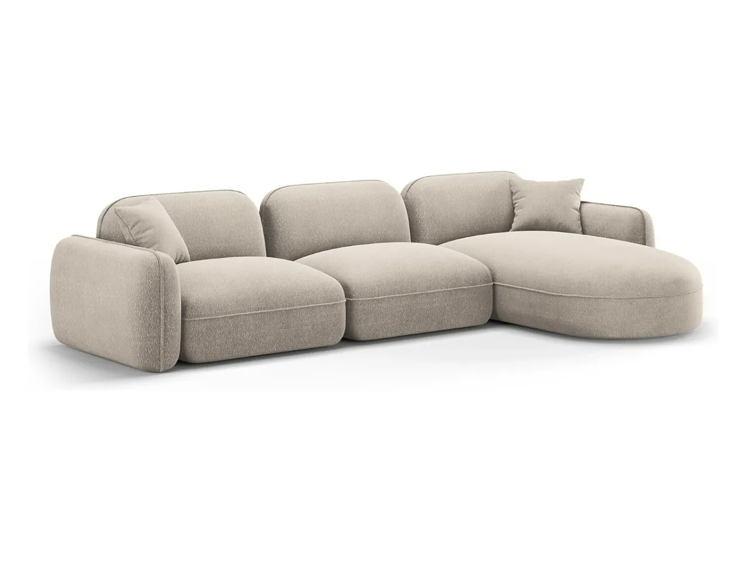 Sofá*CXL by Christian Lacroix - Sofá modular de canto direito "Lucien" 4 lugares em veludo escuro - 320x165x70cm Bege