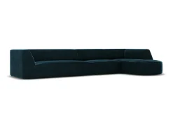 Sofá|CXL by Christian Lacroix - Sofá de canto direito "Charles" 5 lugares em veludo petróleo escuro - 366x180x69cm Verde esmeralda