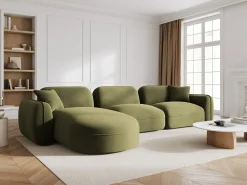Clearance CXL by Christian Lacroix - Sofá modular de canto esquerdo "Lucien" 4 lugares em veludo - 320x165x70cm Verde claro