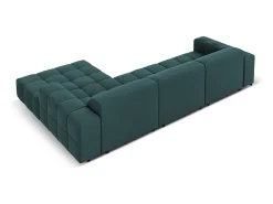 CXL by Christian Lacroix - Sofá de canto direito "Luc" 4 lugares em veludo petróleo - 284x166x70cm^ Sofá