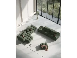 Sofá|CXL by Christian Lacroix - Sofá modular virado para a esquerda "Lorella" 3 lugares em tecido estrutural verde oliva escuro - 265x85x70cm Verde pinho