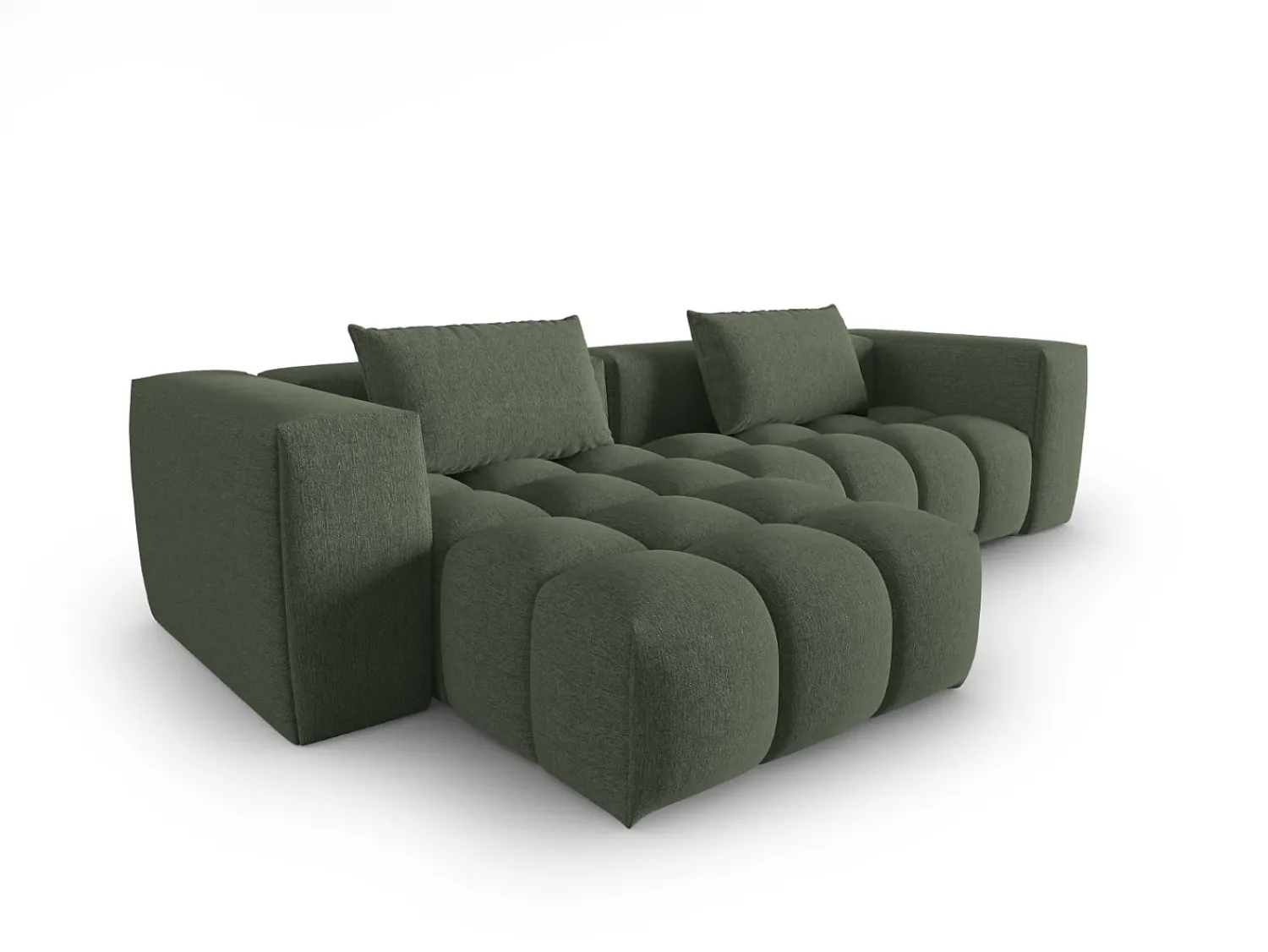 Sofá*CXL by Christian Lacroix - Sofá modular de canto esquerdo "Lorella" 3 lugares em tecido estrutural verde oliva escuro - 260x145x70cm Verde pinho