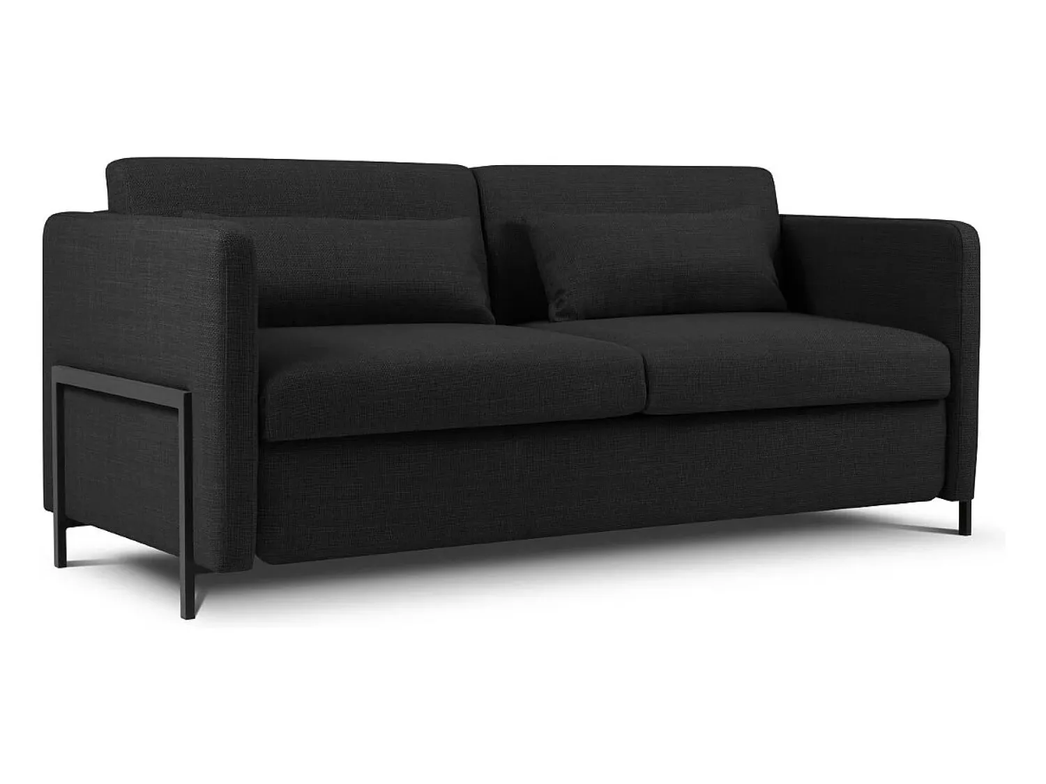 Sofá|CXL by Christian Lacroix - Sofá-cama "Yanis" 2 lugares em tecido estrutural cinza escuro - 182x102x80cm Cinza antracite