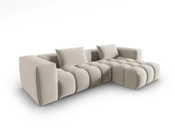 Sofá|CXL by Christian Lacroix - Sofá modular de canto direito "Lorella" 3 lugares em veludo cru - 260x145x70cm Branco sujo