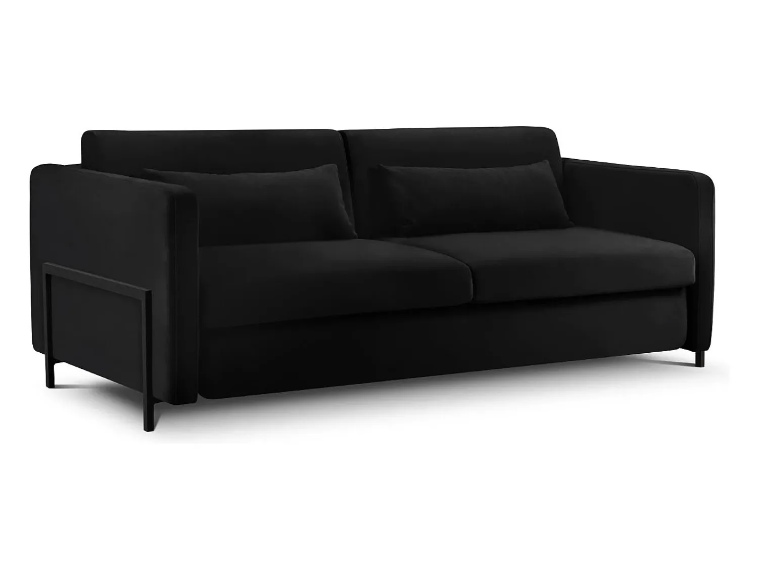 Sofá|CXL by Christian Lacroix - Sofá-cama "Yanis" 3 lugares em veludo - 202x102x80cm Preto