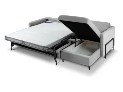 Clearance CXL by Christian Lacroix - Sofá-cama de canto direito "Yanis" 4 lugares em veludo cinza - 260x170x80cm Cinzento