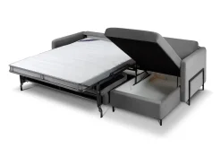 CXL by Christian Lacroix - Sofá-cama de canto direito "Yanis" 4 lugares em veludo cinza escuro - 260x170x80cm^ Sofá