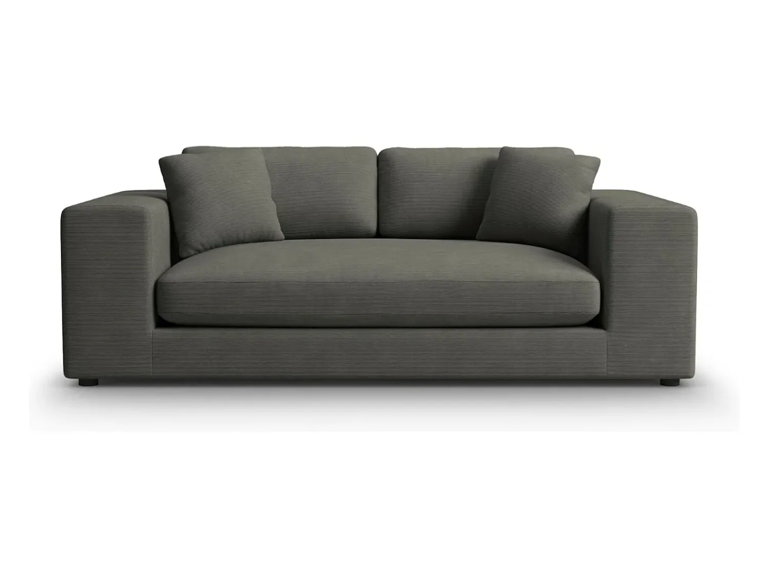CXL by Christian Lacroix - Sofá "Tendance" 3 lugares em veludo cotelê cinza escuro - 220x122x72cm^ Sofá