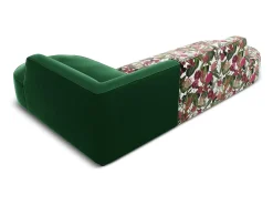 CXL by Christian Lacroix - Sofá de canto direito "Charles" 4 lugares em veludo padrão de rosas de jardim, verde - 273x180x69cm^ Sofá