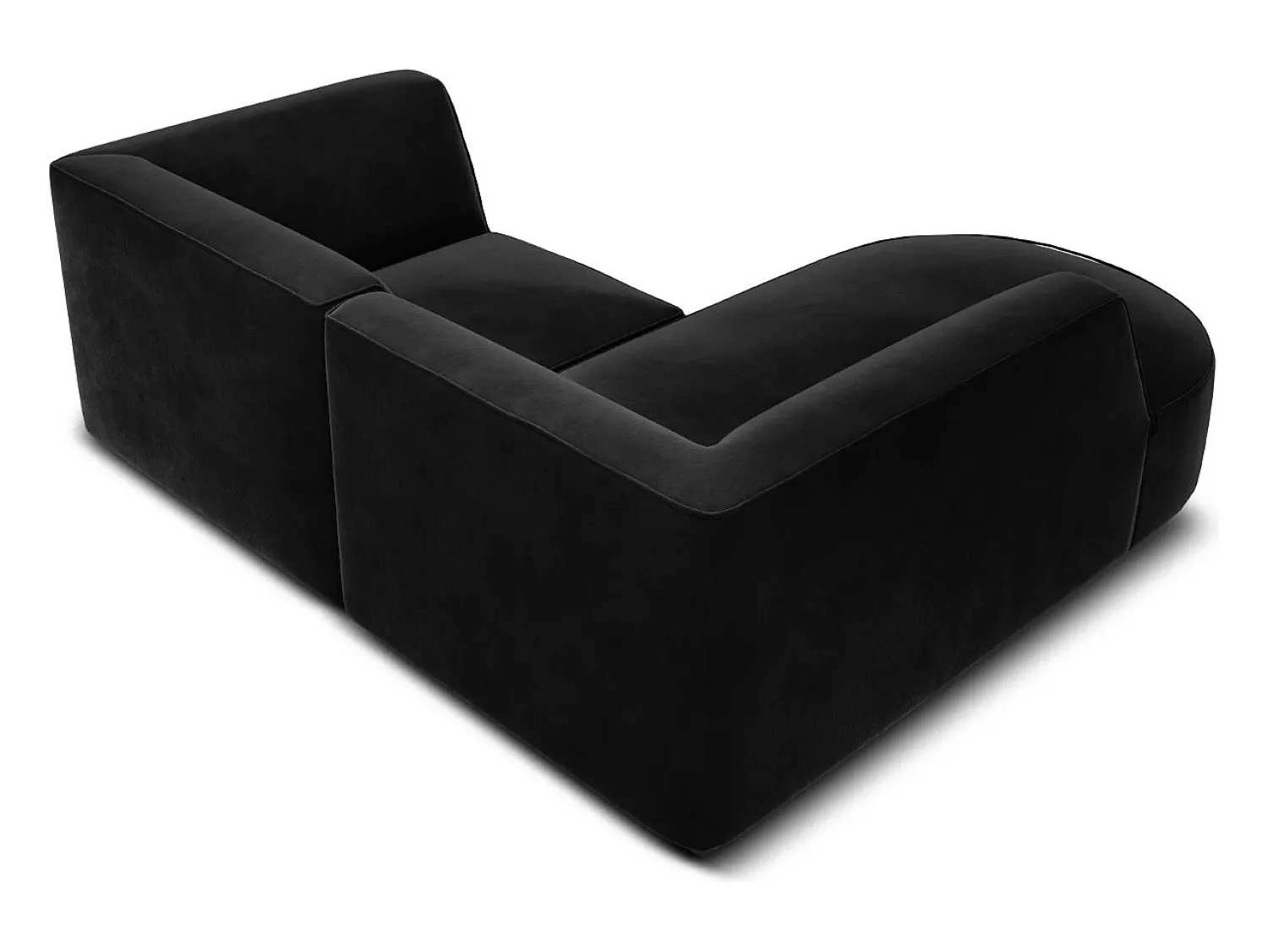 Clearance CXL by Christian Lacroix - Sofá de canto esquerdo "Charles" 3 lugares em veludo - 186x180x69cm Preto