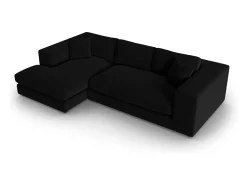 Hot CXL by Christian Lacroix - Sofá de canto esquerdo "Tendance" 5 lugares em veludo - 282x174x72cm Preto