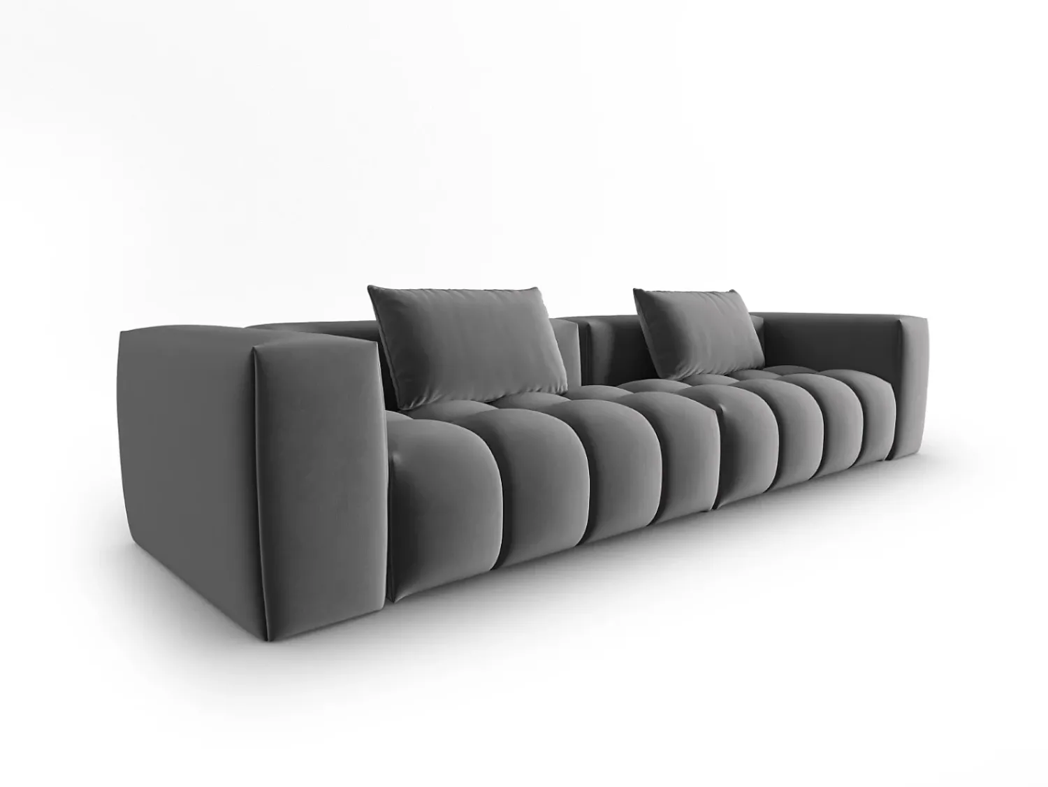 Discount CXL by Christian Lacroix - Sofá modular "Lorella" 5 lugares em veludo cimento - 290x85x70cm Cinzento