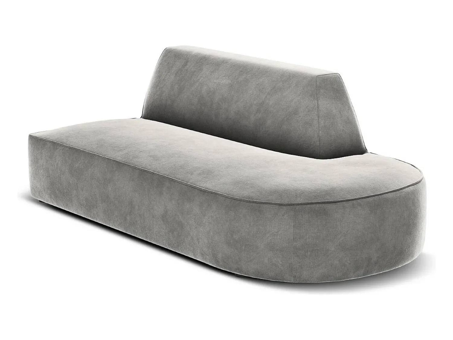 Sofá*CXL by Christian Lacroix - Sofá modular direito "Charles" 2 lugares em veludo cinza claro - 181x93x69cm Cinzento claro