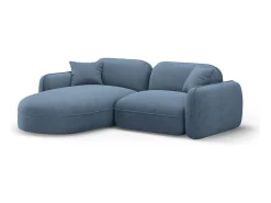 Online CXL by Christian Lacroix - Sofá modular de canto esquerdo "Lucien" 3 lugares em veludo jeans - 230x165x70cm Azul