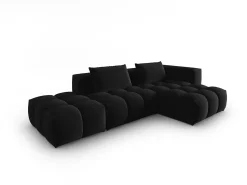 Sofá|CXL by Christian Lacroix - Sofá modular de canto direito "Lorella" 4 lugares em veludo - 265x145x70cm Preto