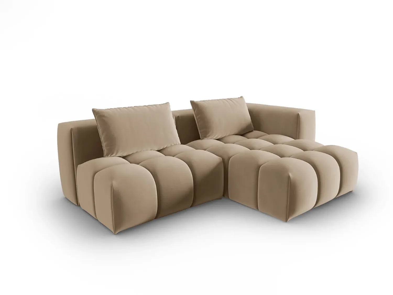 CXL by Christian Lacroix - Sofá modular de canto direito "Lorella" 3 lugares em veludo areia - 205x145x70cm^ Sofá