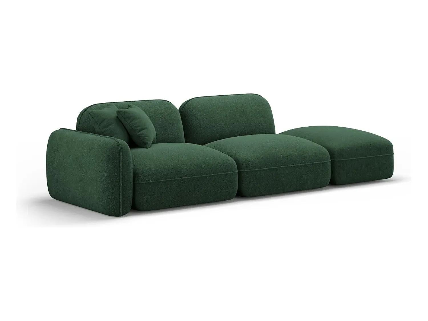 Sofá*CXL by Christian Lacroix - Sofá modular direito "Lucien" 3 lugares em veludo - 295x90x70cm Verde