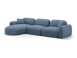 Sofá|CXL by Christian Lacroix - Sofá modular de canto esquerdo "Lucien" 4 lugares em veludo jeans - 320x165x70cm Azul