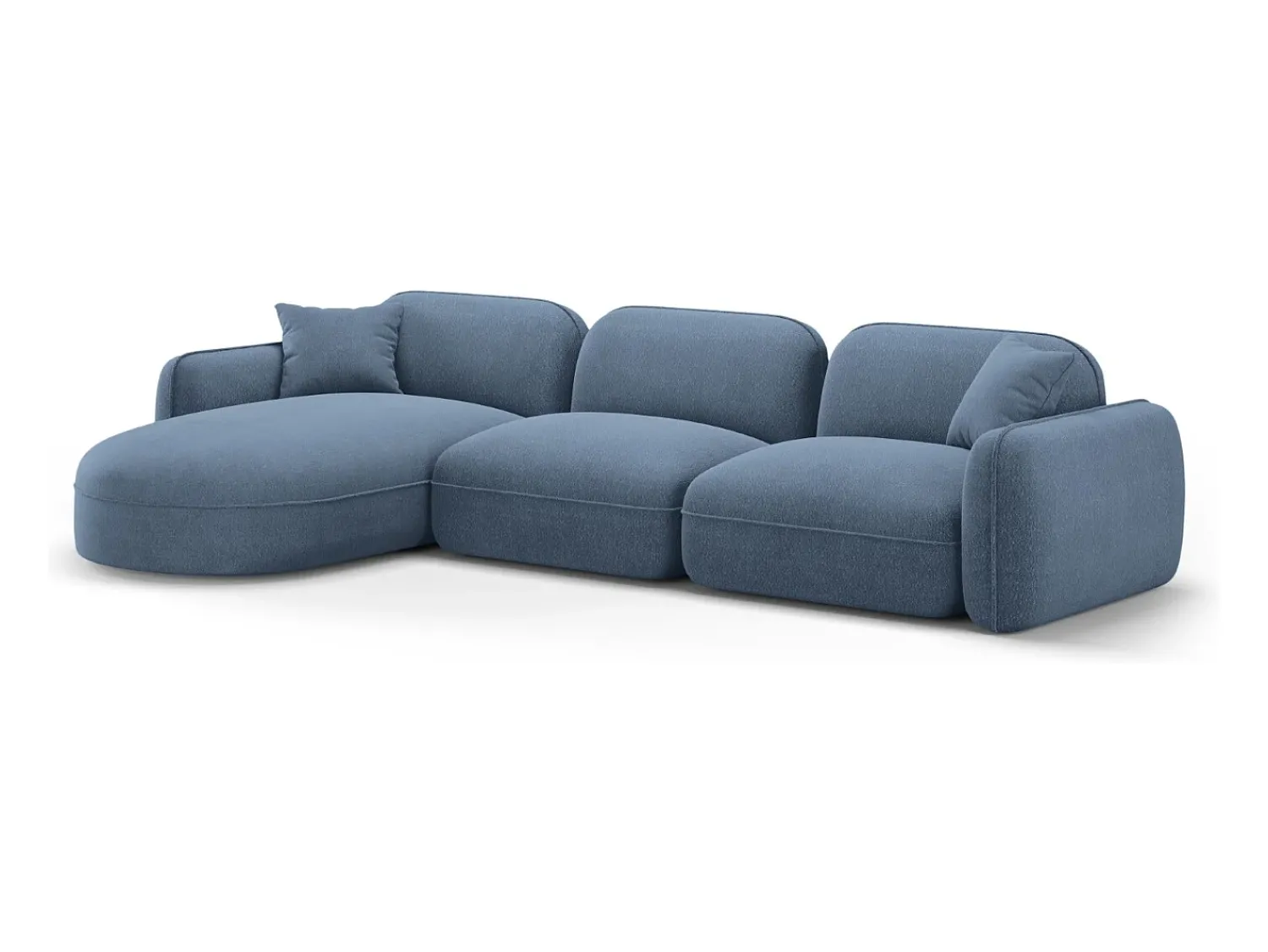 Sofá|CXL by Christian Lacroix - Sofá modular de canto esquerdo "Lucien" 4 lugares em veludo jeans - 320x165x70cm Azul