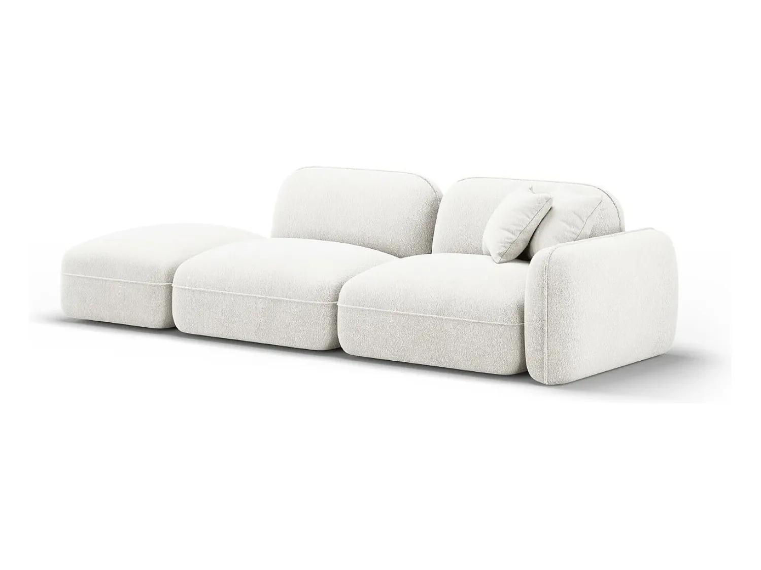Sofá*CXL by Christian Lacroix - Sofá modular virado para a esquerda "Lucien" 3 lugares em veludo - 295x90x70cm Marfim