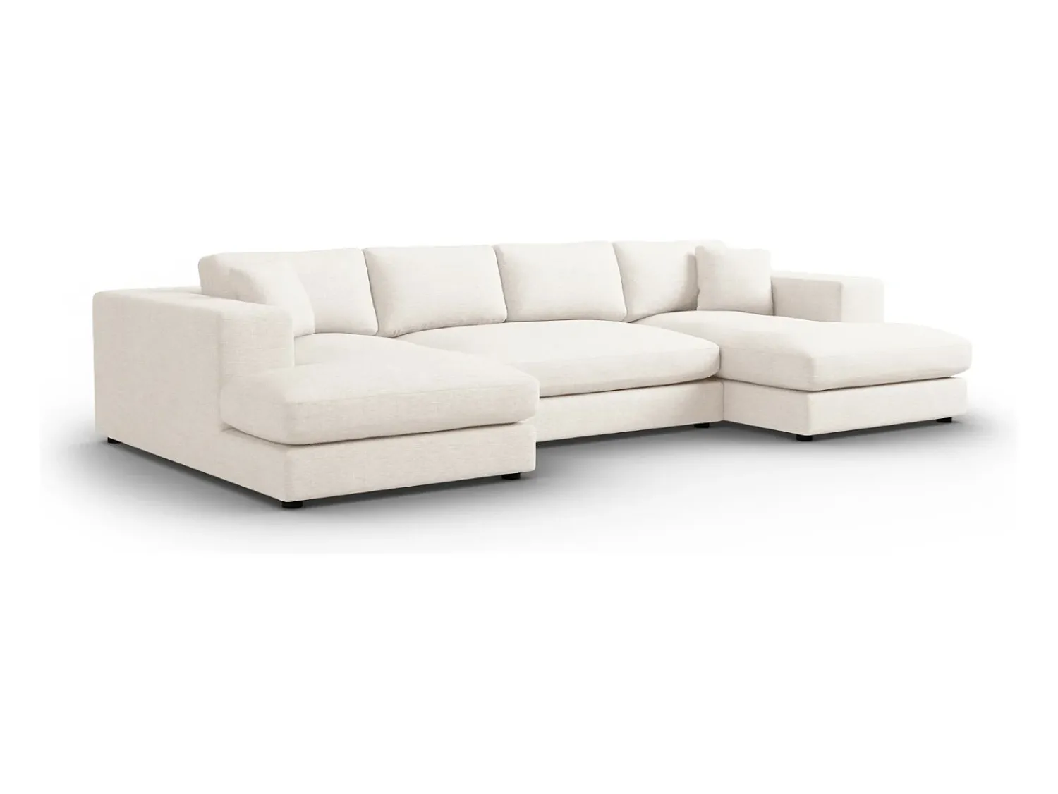 Outlet CXL by Christian Lacroix - Sofá panorâmico "Tendance" 5 lugares em tecido estrutural - 344x170x72cm Branco