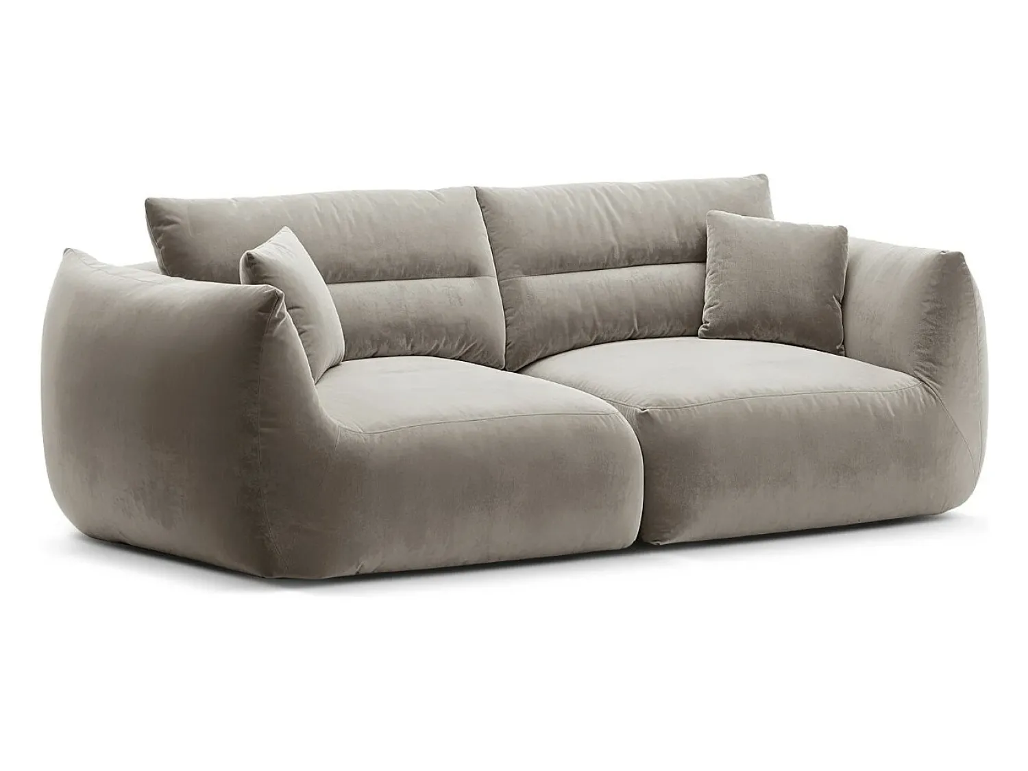 CXL by Christian Lacroix - Sofá modular "Maurie" 3 lugares em veludo concreto - 224x107x90cm Cinzento