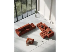 Hot CXL by Christian Lacroix - Sofá modular direito "Lorella" 3 lugares em tecido estrutural - 265x85x70cm Coral