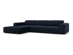 Sofá|CXL by Christian Lacroix - Sofá de canto esquerdo "Luc" 4 lugares em veludo - 284x166x70cm Azul escuro