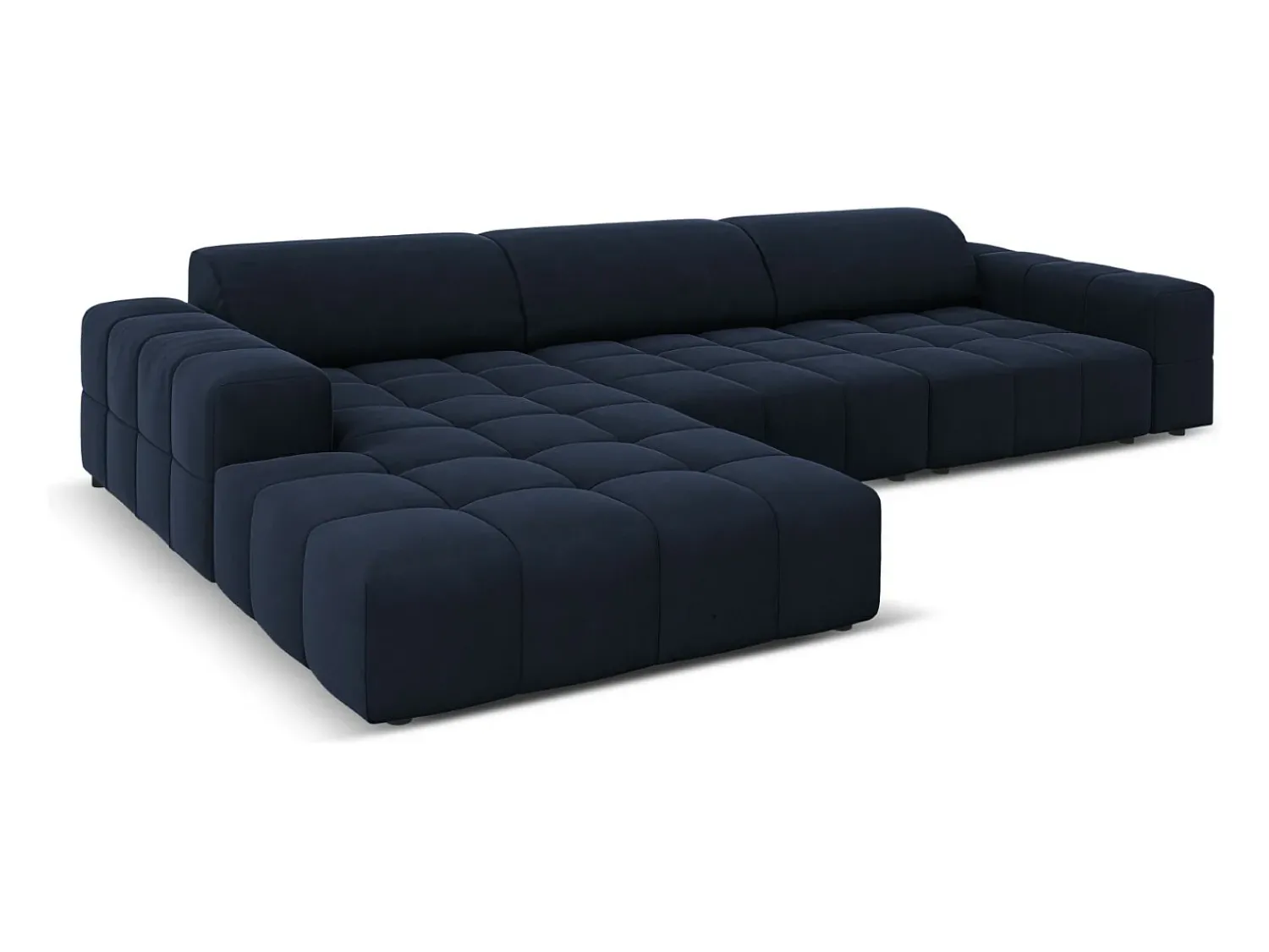 Sofá|CXL by Christian Lacroix - Sofá de canto esquerdo "Luc" 4 lugares em veludo - 284x166x70cm Azul escuro