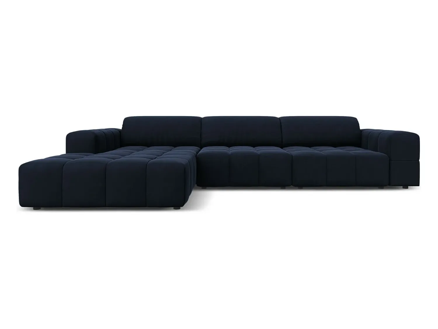 Sofá|CXL by Christian Lacroix - Sofá de canto esquerdo "Luc" 4 lugares em veludo - 284x166x70cm Azul escuro